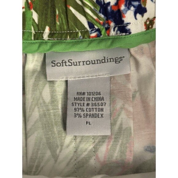 SOFT SURROUNDINGS ALine Skirt Size Large Petite Floral Tropical Pockets Belted - Picture 3 of 9